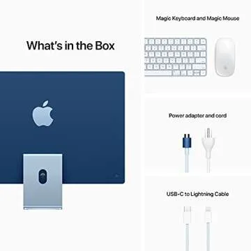 Apple 2021 iMac All in one Desktop Computer with M1 chip: 8-core CPU, 7-core GPU, 24-inch Retina Display, 8GB RAM, 256GB SSD Storage, Matching Accessories. Works with iPhone/iPad; Blue