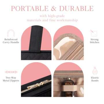 HOTOR Travel Toiletry Bag - Toiletry Bag w/Hanging Hook - Spacious Toiletry Bag for Women & Men, Makeup Bag/Big Comparment, Waterproof for Travel Accessories, Travel Essentials, Medium, Black