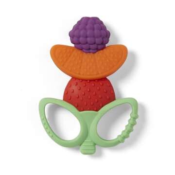 Infantino Lil' Nibbles Textured Silicone Teether -Sensory Exploration and Teething Relief with Easy ...