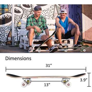CAPARK Pro Skateboards for All Ages - 31 Inch