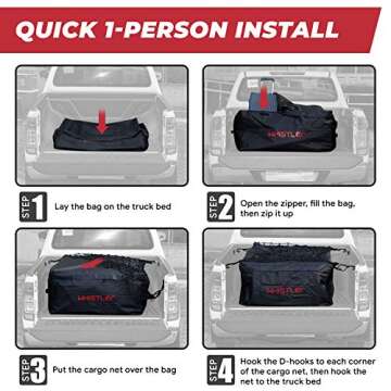 WHISTLER Truck Cargo Bag with Net- 100% Waterproof 51" x 40" x 22" (26 Cu Ft) + Storage Bag