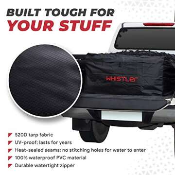 WHISTLER Truck Cargo Bag with Net- 100% Waterproof 51" x 40" x 22" (26 Cu Ft) + Storage Bag
