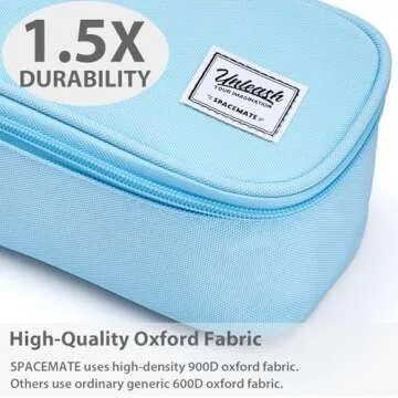 SPACEMATE Pencil Case Pouch Bag School Supplies for Girls and Boys, Large Big Capacity Aesthetic Pen Case, Simple Zipper Stationery Bag for Women Men Adults, Light Blue, 1800ml