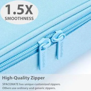 SPACEMATE Pencil Case Pouch Bag School Supplies for Girls and Boys, Large Big Capacity Aesthetic Pen Case, Simple Zipper Stationery Bag for Women Men Adults, Light Blue, 1800ml