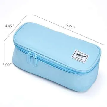 SPACEMATE Pencil Case Pouch Bag School Supplies for Girls and Boys, Large Big Capacity Aesthetic Pen Case, Simple Zipper Stationery Bag for Women Men Adults, Light Blue, 1800ml