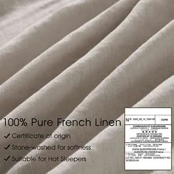 HYPREST Linen Duvet Cover King Size, 100% French Flax Linen Bedding Duvet Covers Soft Breathable Coo...