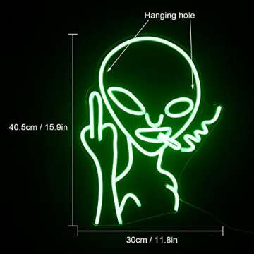 Lucunstar Green Alien Neon Sign,Neon Sign for Room,Alien Neon Signs for Wall Decor,Game Room Decor,H...