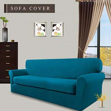 Easy-Going 2 Pieces Microfiber Stretch Sofa Slipcover – Spandex Soft Fitted Sofa Couch Cover, Wash...