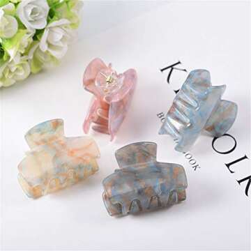 Xiwstar 4Pcs Colorful Acrylic Acetate Hair Claw Clip for Thin Hair Fashion Tortoise Shell Hair Jaw C...