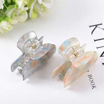 Xiwstar 4Pcs Colorful Acrylic Acetate Hair Claw Clip for Thin Hair Fashion Tortoise Shell Hair Jaw Clips Hair Clamp Accessories for Women Girls