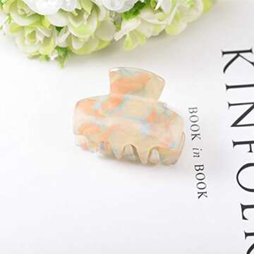 Xiwstar 4Pcs Colorful Acrylic Acetate Hair Claw Clip for Thin Hair Fashion Tortoise Shell Hair Jaw Clips Hair Clamp Accessories for Women Girls