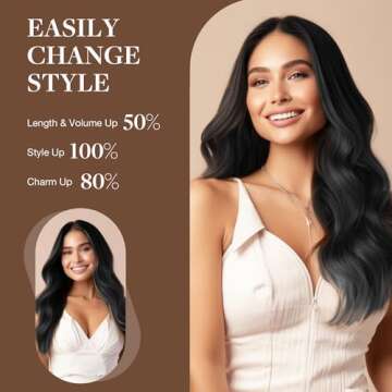 GOO GOO Wire Hair Extensions Human Hair, 1 Jet black Natural 20inch 110g, Invisible Wire Hair Extensions with Transparent, Seamless Fish Line Hairpiece