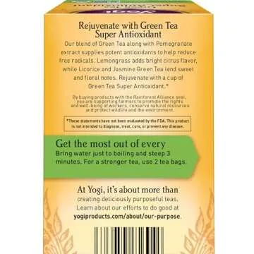 Yogi Tea Green Tea Super Antioxidant - Organic Antioxidant Support - 16 Bags per Pack (4 Packs)