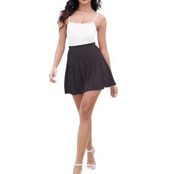 Girstunm Women's Pleated Skirt Mini Skater Basic Skirts High Waist School Girls Uniform Short Cheerl...