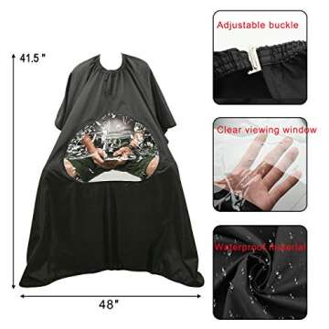 CM Barber Cape with Clear Window Salon Cape Hair Cutting Cover Hair Drape Waterproof Haircut Apron w...