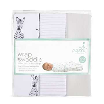 aden + anais Essentials Adjustable Swaddle Wrap, Cotton Baby Wrap Set for Infant Girls & Boy, Newbor...