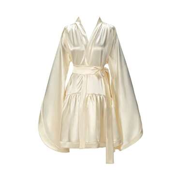 Daily Life Mall Silk Satin Bridal Robes for Women Old Hollywood Maternity Photoshoot Short Nightgown...