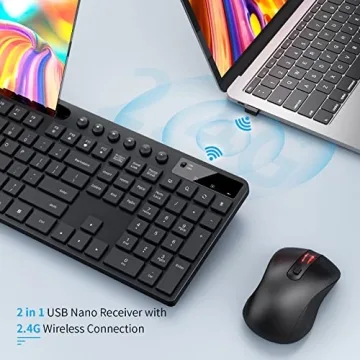 MARVO Wireless Keyboard and Mouse Combo with Holder