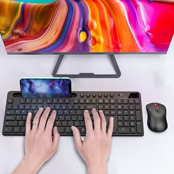 MARVO Wireless Keyboard and Mouse Combo with Holder