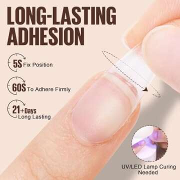 TOMICCA Super Strong Gel Nail Glue Acrylic Nails, Gel Nail Glue Easy Application Long Lasting Clear Glossy No Wipe, Nail Glue for Press on Nails Gel Nail Glue Curing Needed(Nail Glue 15ml)