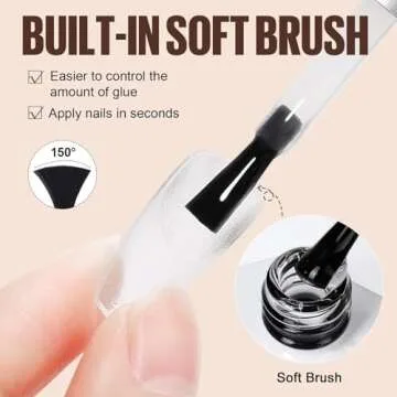 TOMICCA Super Strong Gel Nail Glue Acrylic Nails, Gel Nail Glue Easy Application Long Lasting Clear Glossy No Wipe, Nail Glue for Press on Nails Gel Nail Glue Curing Needed(Nail Glue 15ml)