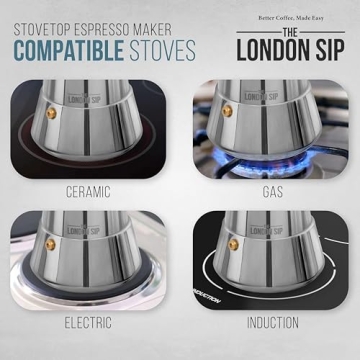 London Sip Stainless Steel Espresso Maker Perfect for Home Brewing