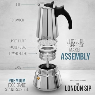 London Sip Stainless Steel Espresso Maker Perfect for Home Brewing