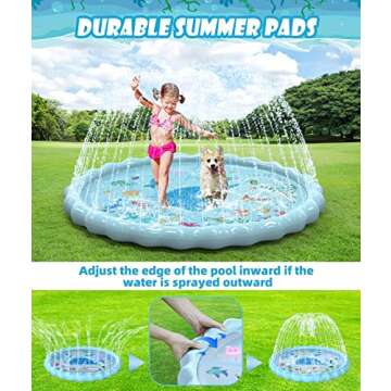 EPN Splash Pad, 86.6" Size Extra Large Sprinkler Play Mat Fun for Kids, Thicker Summer Outdoor Water Toys Toddler Pool for 3-12 Years Old Children Boys & Girls