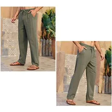 Gafeng Mens Casual Summer Linen Pants with Comfort Fit
