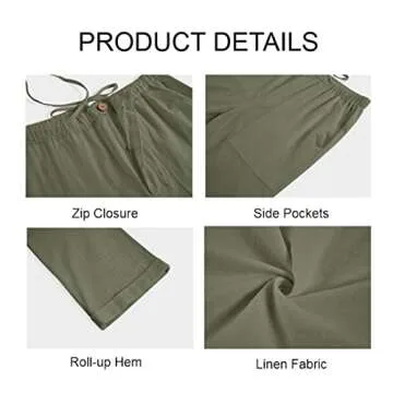 Gafeng Mens Casual Summer Linen Pants with Comfort Fit