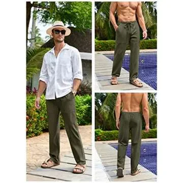 Gafeng Mens Casual Summer Linen Pants with Comfort Fit