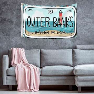 OBX Outer Banks Flag 3x5Feet Paradise On Earth Funny Banner Wall Hanging Tapestry for College Party Garage Indoor and Outdoor Decor