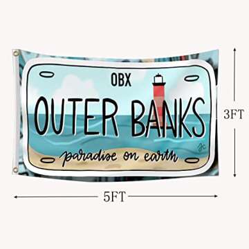OBX Outer Banks Flag 3x5Feet Paradise On Earth Funny Banner Wall Hanging Tapestry for College Party Garage Indoor and Outdoor Decor
