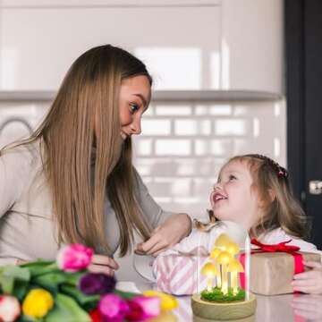 QUELIEN Valentine's Day Mushroom Lamp Gifts for Women,Mushroom with LED Light in Glass Dome,for Home Decoration Living Room Office Bedroom Bathroom Kitchen (Yellow)