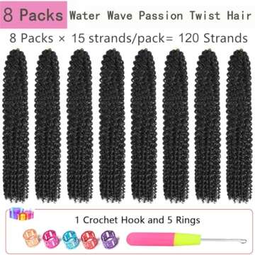 Alrence Passion Twist Hair 24 Inch 8 Packs Water Wave Crochet Hair Curly Braiding Hair For Butterfly...