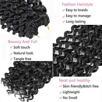 Alrence Passion Twist Hair 24 Inch 8 Packs Water Wave Crochet Hair Curly Braiding Hair For Butterfly Locs Long Bohe Crochet Braids (24 Inch (Pack of 8), 1B#)