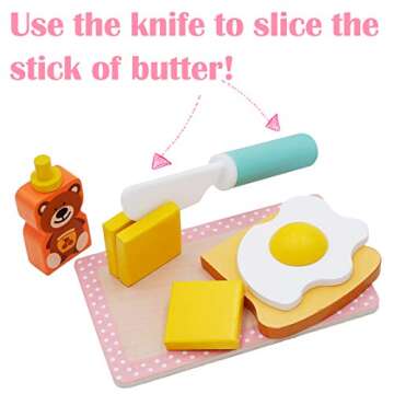 Wooden Pop-Up Toaster Toy Set for Kids Kitchen Play