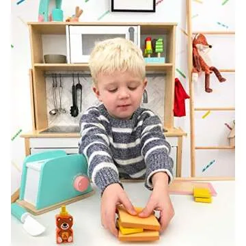 Wooden Pop-Up Toaster Toy Set for Kids Kitchen Play