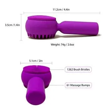 Silicone Facial Cleansing Brush 2 in 1 Silicone Facial Scrubber Manual Exfoliating Facial Brush Face Cleanser Face Exfoliator Ultrafine Bristles for Sensitive Skin Easy to Clean Lather Well (Purple))