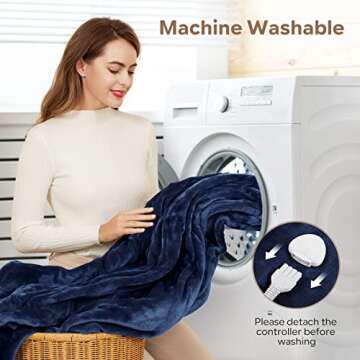 Electric Heated Blanket Queen Size 84" x 90" | 6 Heating Levels & 8h Auto Timer | Full Body Fast Hea...