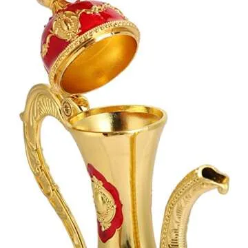 Vintage Turkish Coffee Pot with 6 Coffee Cups, Metal Turkish Tea Set Tea Kit Gift Set Including Craft Tea Tray Teapot and Tea Cups for Wedding Gift(Red)