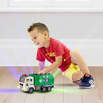 Zetz Brands Toy Garbage Truck with 4D Lights & Sounds for Boys, Toddlers, Kids 3+ - Trash Trucks Veh...