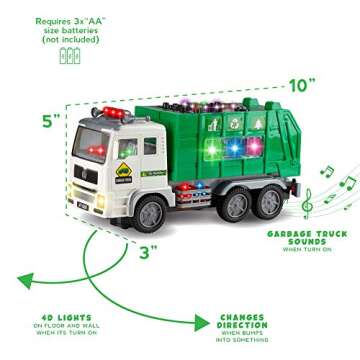 Zetz Garbage Truck Toy for Toddlers with Lights & Sounds
