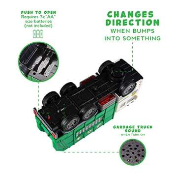 Zetz Garbage Truck Toy for Toddlers with Lights & Sounds