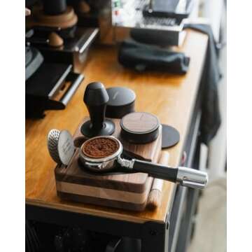 Normcore Tamping Station, Natural Walnut Espresso Tamping Mat, Wooden Compact Coffee Tool Organizer ...