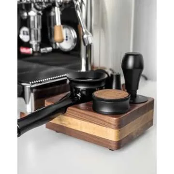 Normcore Tamping Station, Natural Walnut Espresso Tamping Mat, Wooden Compact Coffee Tool Organizer for 58mm Portafilter, Tamper, Distributor, Puck Screen and Portafilter, Genuine American Walnut Wood