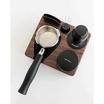 Normcore Tamping Station, Natural Walnut Espresso Tamping Mat, Wooden Compact Coffee Tool Organizer for 58mm Portafilter, Tamper, Distributor, Puck Screen and Portafilter, Genuine American Walnut Wood