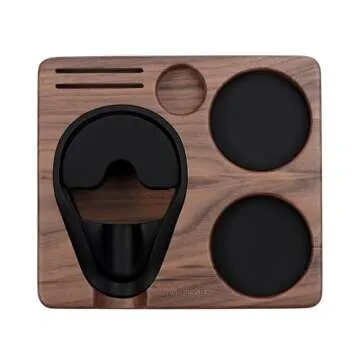 Normcore Tamping Station, Natural Walnut Espresso Tamping Mat, Wooden Compact Coffee Tool Organizer for 58mm Portafilter, Tamper, Distributor, Puck Screen and Portafilter, Genuine American Walnut Wood
