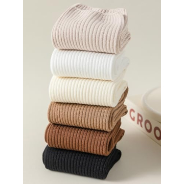 Flydo Women's Cotton Crew Socks 6 Pack Soft & Stylish