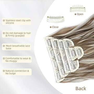 FLIACE Hair Extensions Clip ins, 6 PCS Wavy Extensions, Light Brown&Ash Blonde Thick Hairpieces, Blends Well Hair Extensions (20Inch, 6PCS, Light Brown&Ash Blonde)
